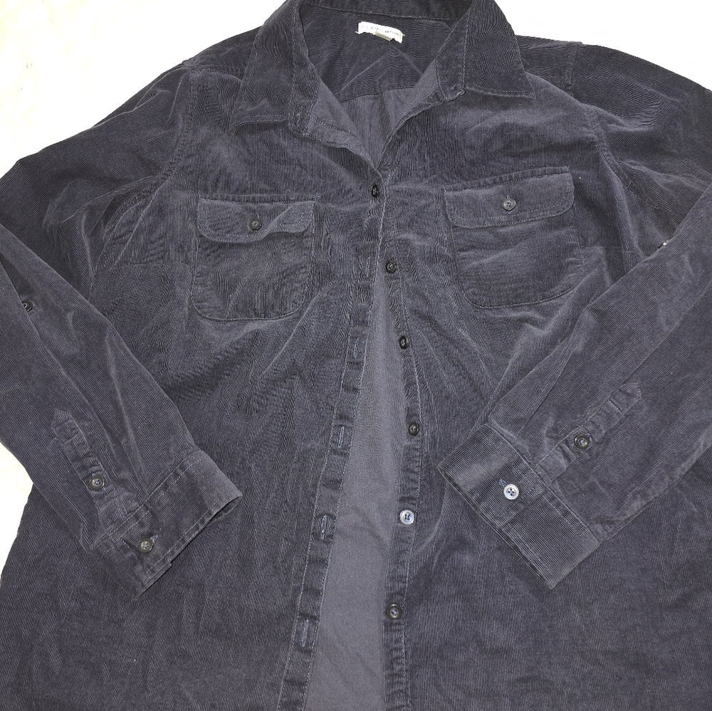 Vintage Croft & Barrow Mens Corduroy Button Up Shirt XL Navy Long Sleeve Casual